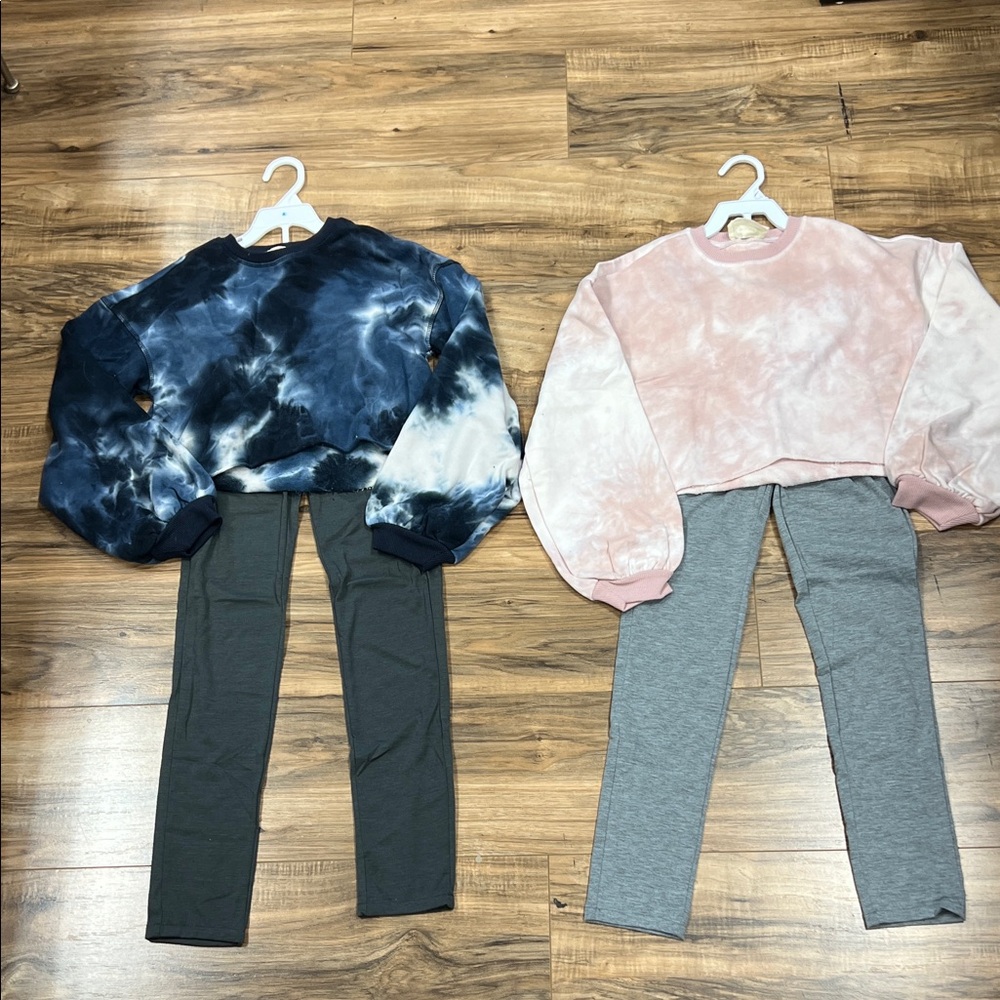 JOYFOLIE | MIA JOY 2 pc set: leggings & tie dye crewneck sweatshirt outfit